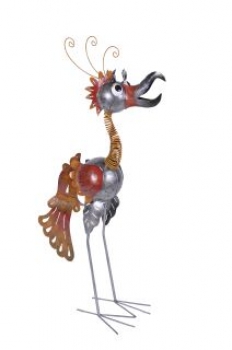 Vogel   Little Crazy one   Silber - Rot   ca. 79 cm hoch